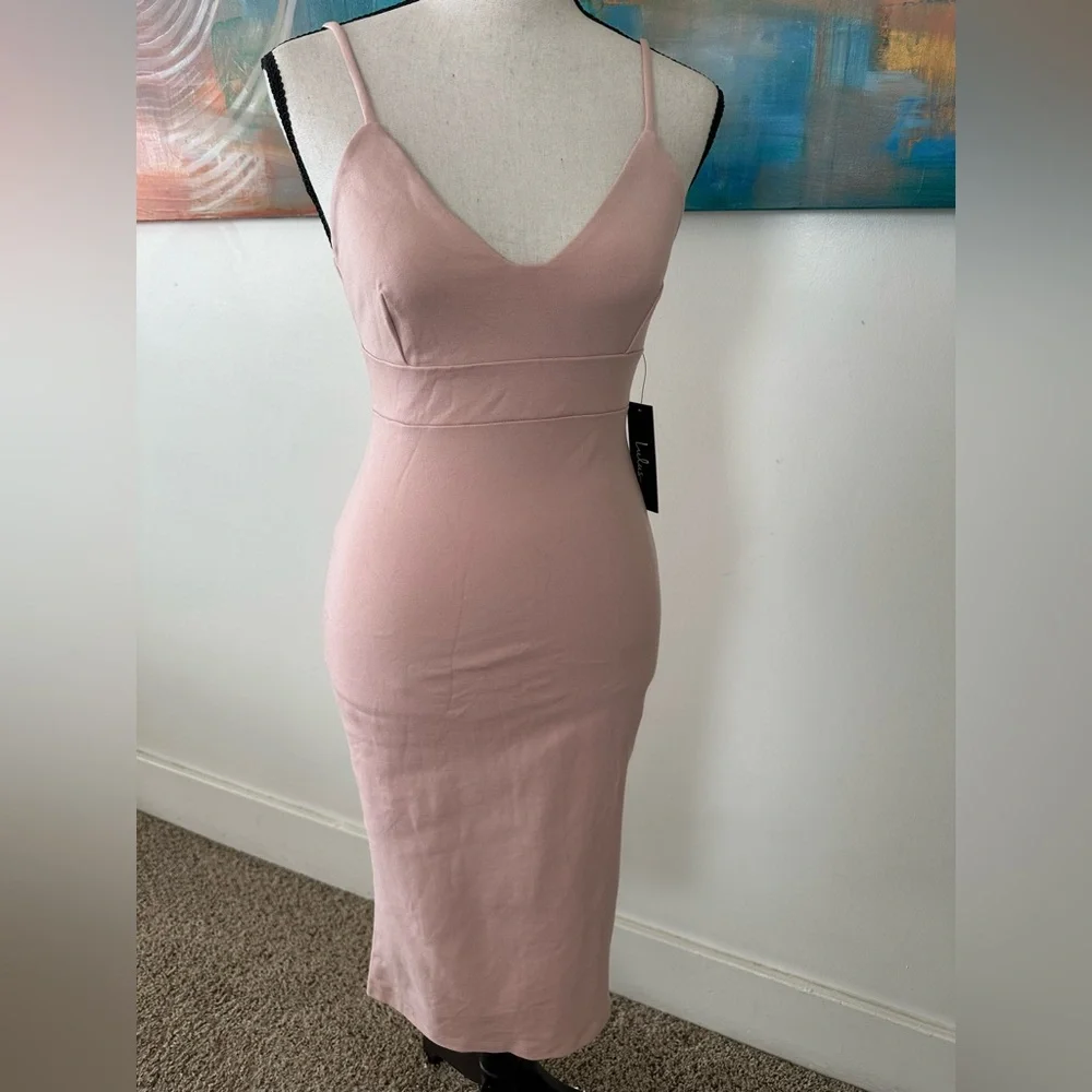 Lulus New With Tags Blush Pink Don’t Tell ‘Em Bodycon Midi Dress Size S - Picture 6 of 14